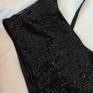 Black Sequin Crop Top
